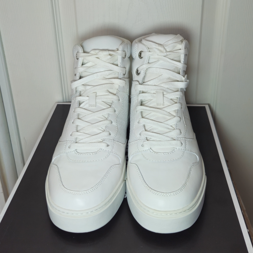 Michael Kors Barett Leather High-Top Men's Sneakers Optic White 42F3BRFE5L - Picture 2 of 9